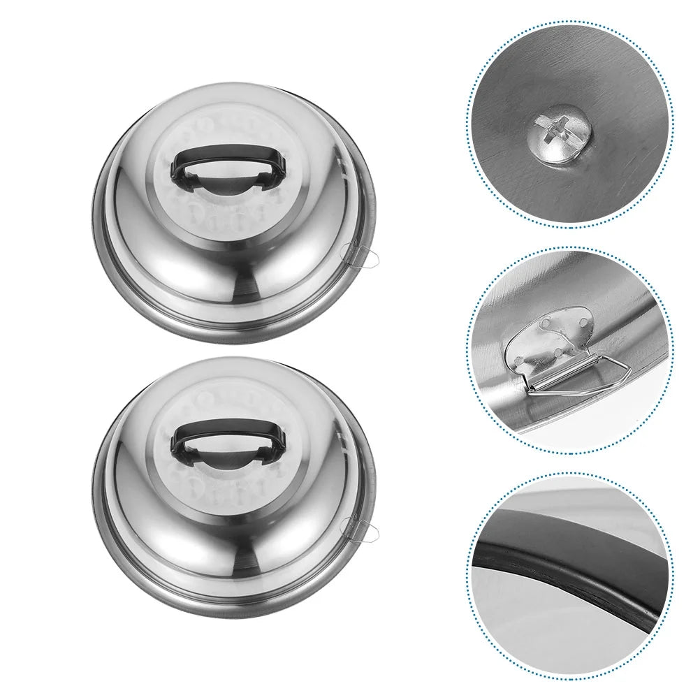 unbranded 2Pcs Stainless Steel Pot Covers 28.5cm Pot Lids Kitchen Accessories (Silver) – Durable Stainless Steel Construction for Simple Storage and Daily Tasks