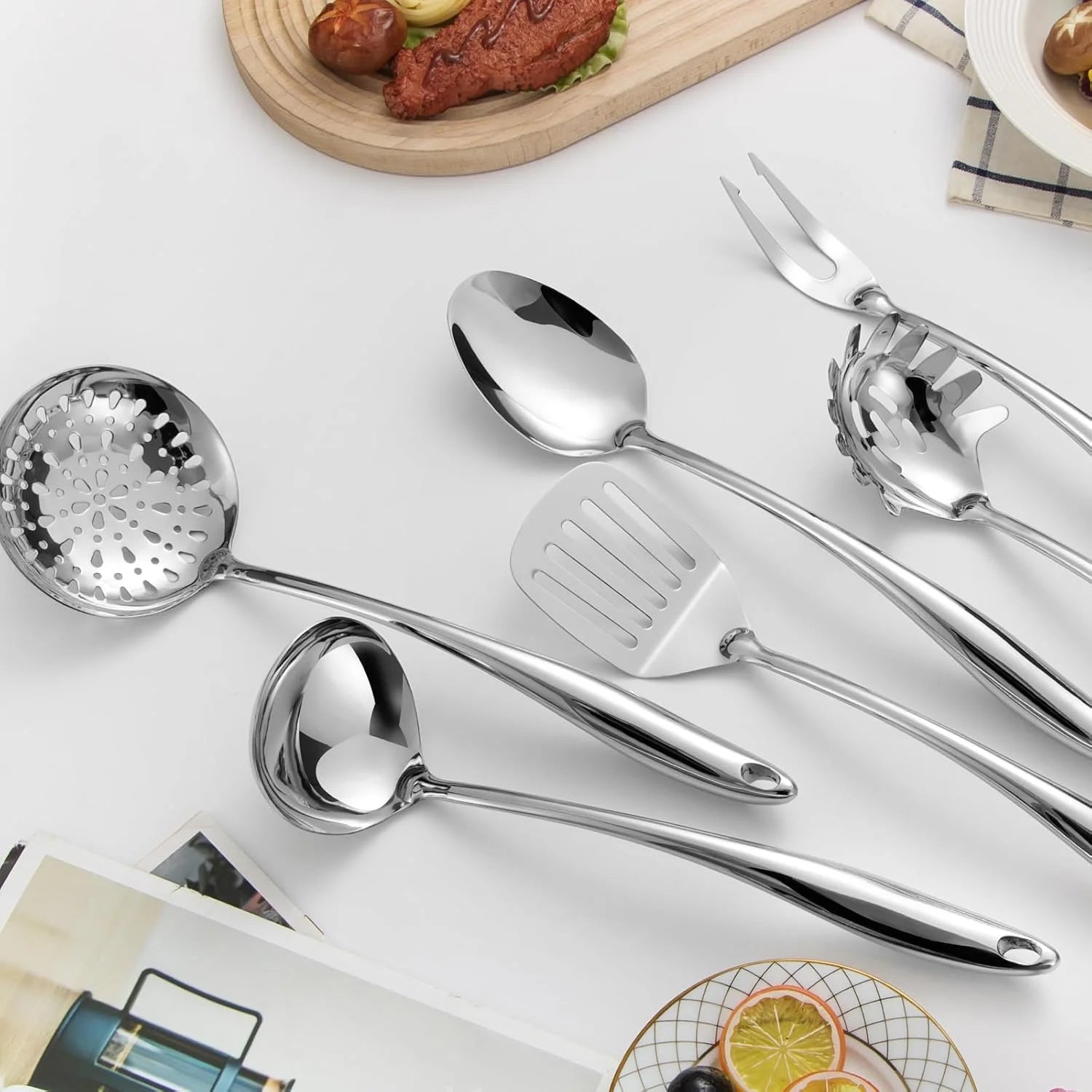304 Stainless Steel Matte Kitchen Utensils Set 11 Pcs Long Metal Cooking Utensils Set Gold Cooking Utensils Set Dishwasher Suitable – Durable Stainless Steel Construction for Simple Storage and Daily Tasks