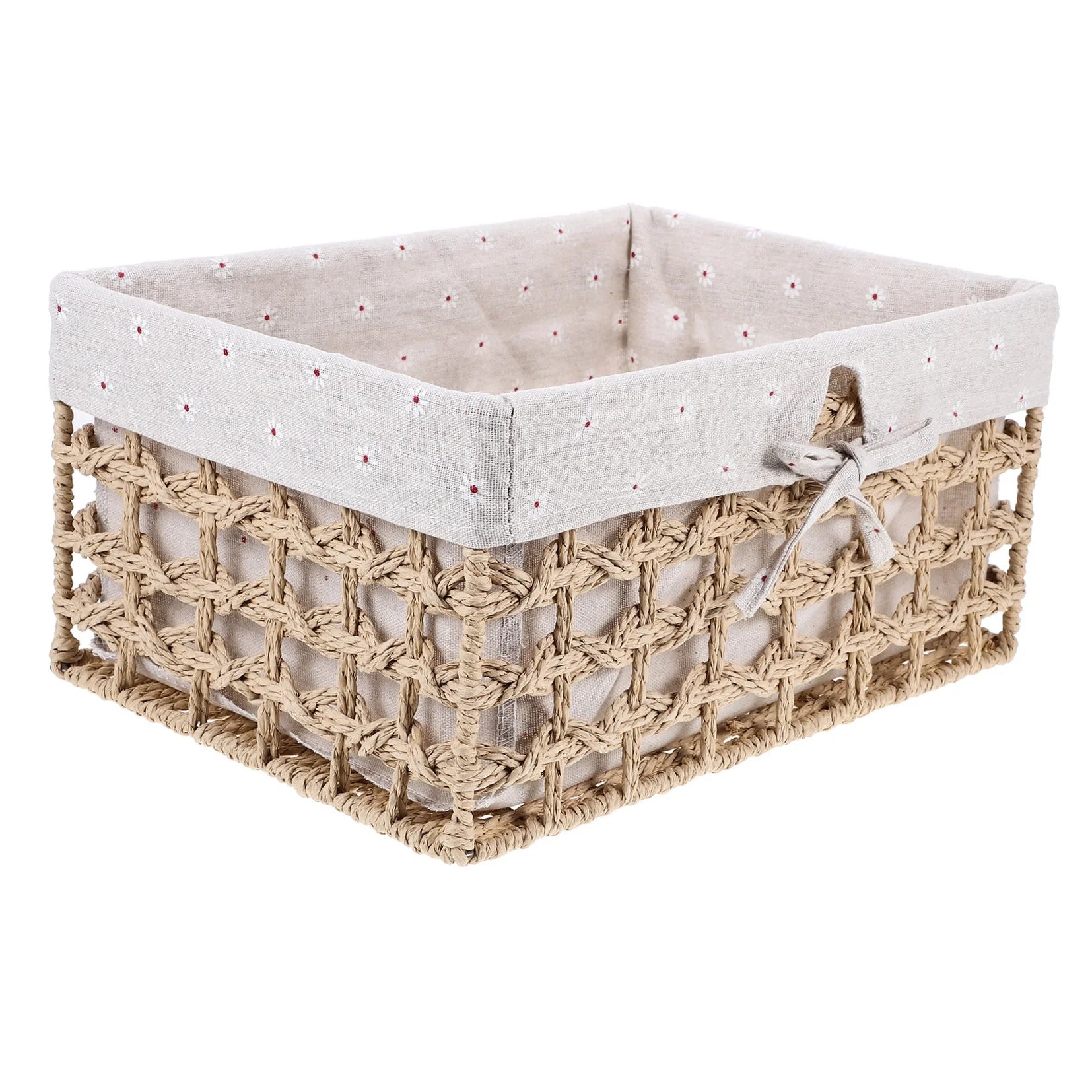 Rustic Storage Bins Grass Basket Cube Boxes with Lids Fabric Toy Sundries – Everyday Household Format for Simple Storage and Daily Tasks