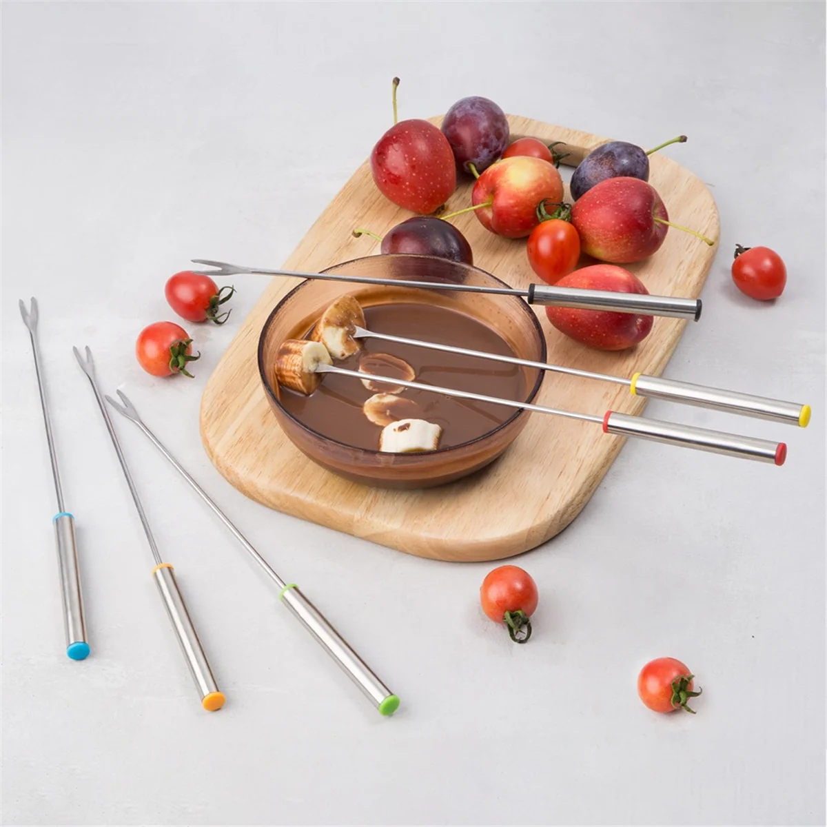 12PCS 9.5 Inch Color-Coded Stainless Steel Fondue Forks Cheese Fork Fruit with Heat-Blocking – Durable Stainless Steel Construction for Simple Storage and Daily Tasks