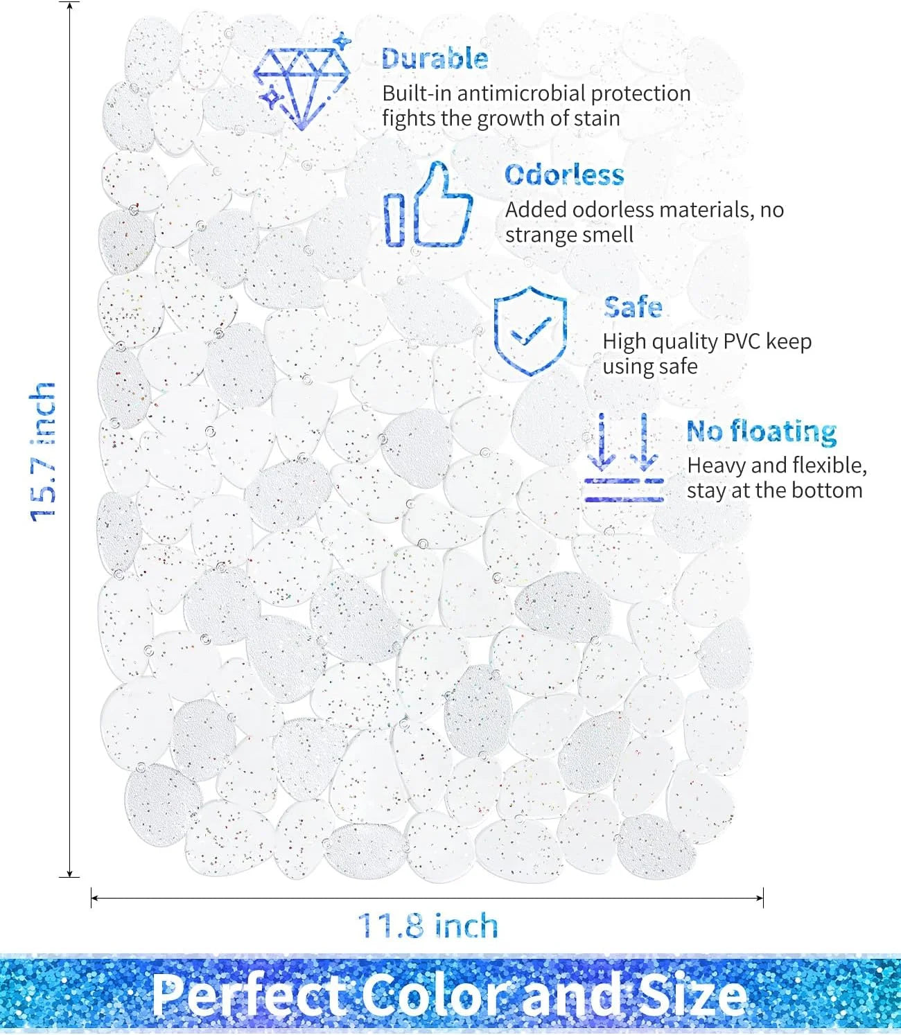 Bligli Pebble Sink Mat 2-Pack - PVC Kitchen Protector for Stainless Steel/Ceramic Dish Drying Mat for Dishes 15.7" x 11.8" Bling Clear – Clear-View Organization for Simple Storage and Daily Tasks