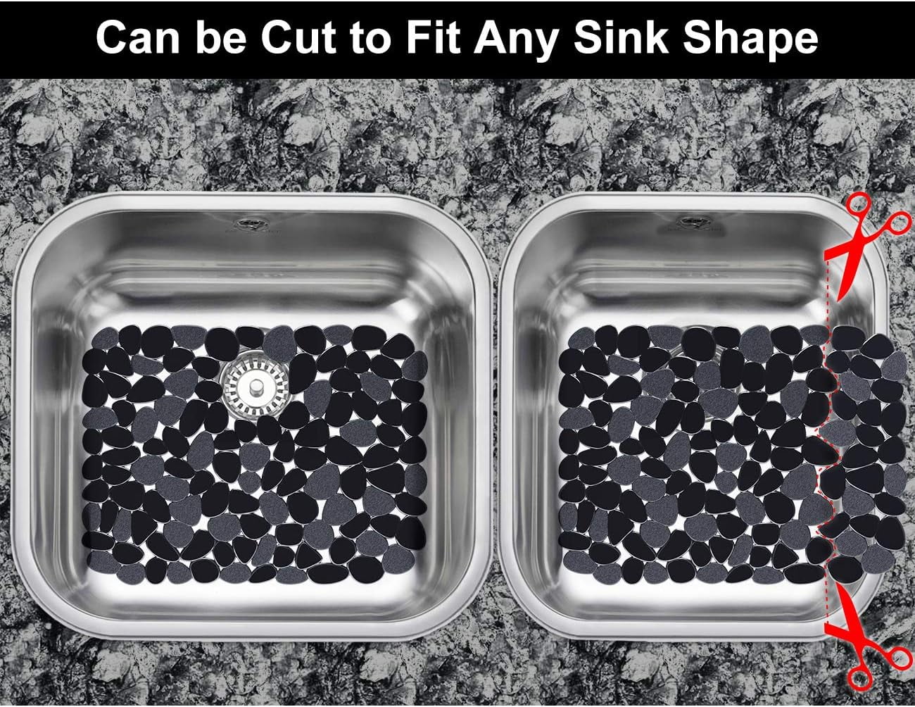 Bligli Pebble Sink Mat 2-Pack - PVC Kitchen Protector for Stainless Steel/Ceramic Dish Drying Mat for Dishes 15.7" x 11.8" Black – Durable Stainless Steel Construction for Simple Storage and Daily Tasks