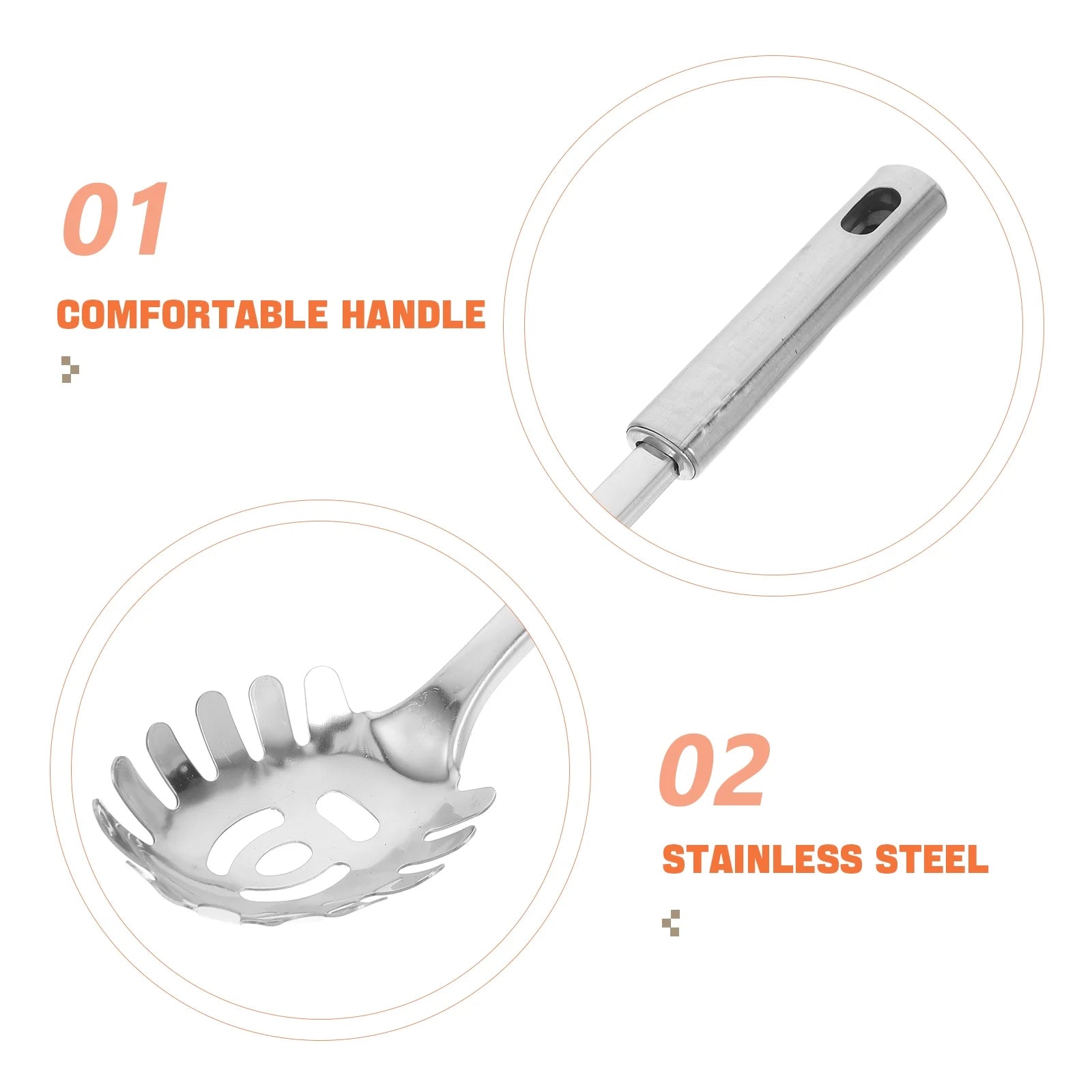 Stainless Steel Pasta Server 1 Set Spaghetti Spoon Noodle Claw Pasta Fork Metal Pasta Spoon Heat Resistant for Cooking – Durable Stainless Steel Construction for Simple Storage and Daily Tasks