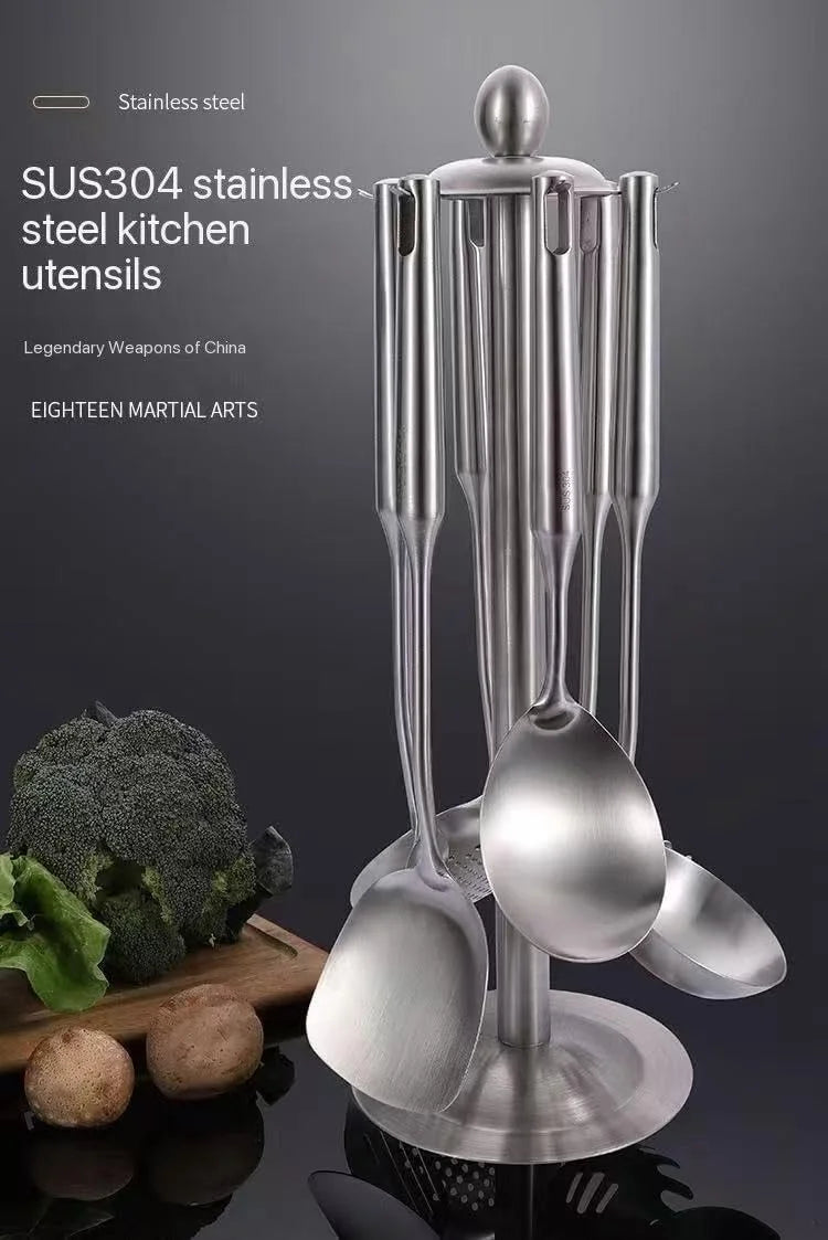 Well-crafted 7-Piece Gold Kitchen Utensil Set with Stand Stainless Steel Cooking Tools- Dishwasher Suitable Ladle Spoon Spatula Pasta Fork Luxury Brass Kitchen Accessories for Home – Durable Stainless Steel Construction for Simple Storage and Daily Tasks