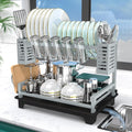 Dish Drying Rack: 2 Tier Dish Racks for Kitchen Counter and Sink - Large Dish Drying Rack with Drainboard & Utensil Holders - Stainless Steel Dish Drainers Kitchen Organization and – Durable Stainless Steel Construction for Simple Storage and Daily Tasks
