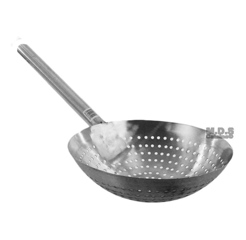 Stir Fry Skimmer Strainer 25" Stainless Steel Spider Ladle for Deep Frying Carnitas Chicken Shrimp - Long Handle Kitchen Tool – Convenient Carry Handles for Simple Storage and Daily Tasks