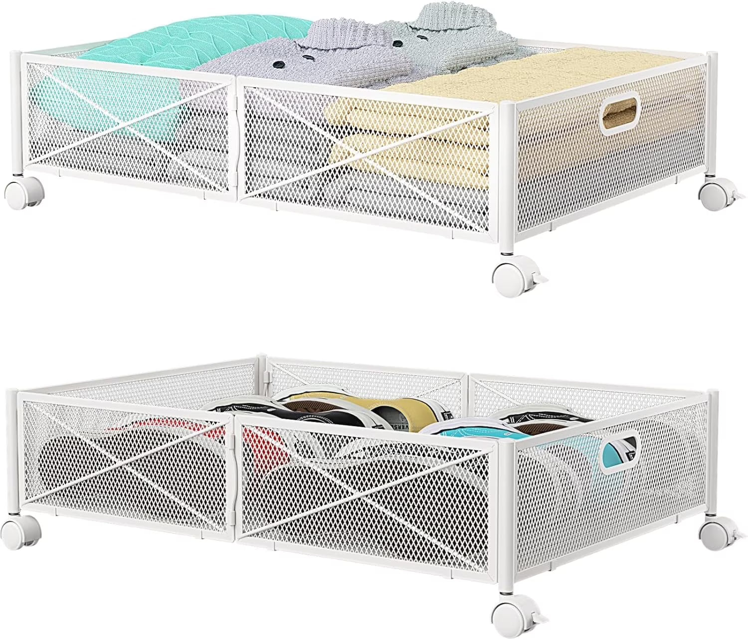 Under Bed Storage Containers with Wheels Under Bed Shoe Storage Organizer Drawer Tool-free Assembly Metal Storage Containers for Bedroom Clothes Shoes Blankets -2PCK – Everyday Household Format for Simple Storage and Daily Tasks