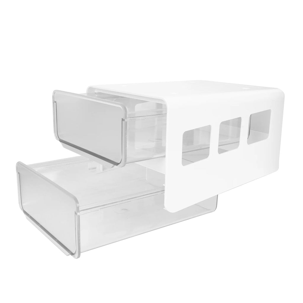 Double Storage Box Desktop Boxes Bins Table Shelf Office White – Multiroom Organization Format for Simple Storage and Daily Tasks