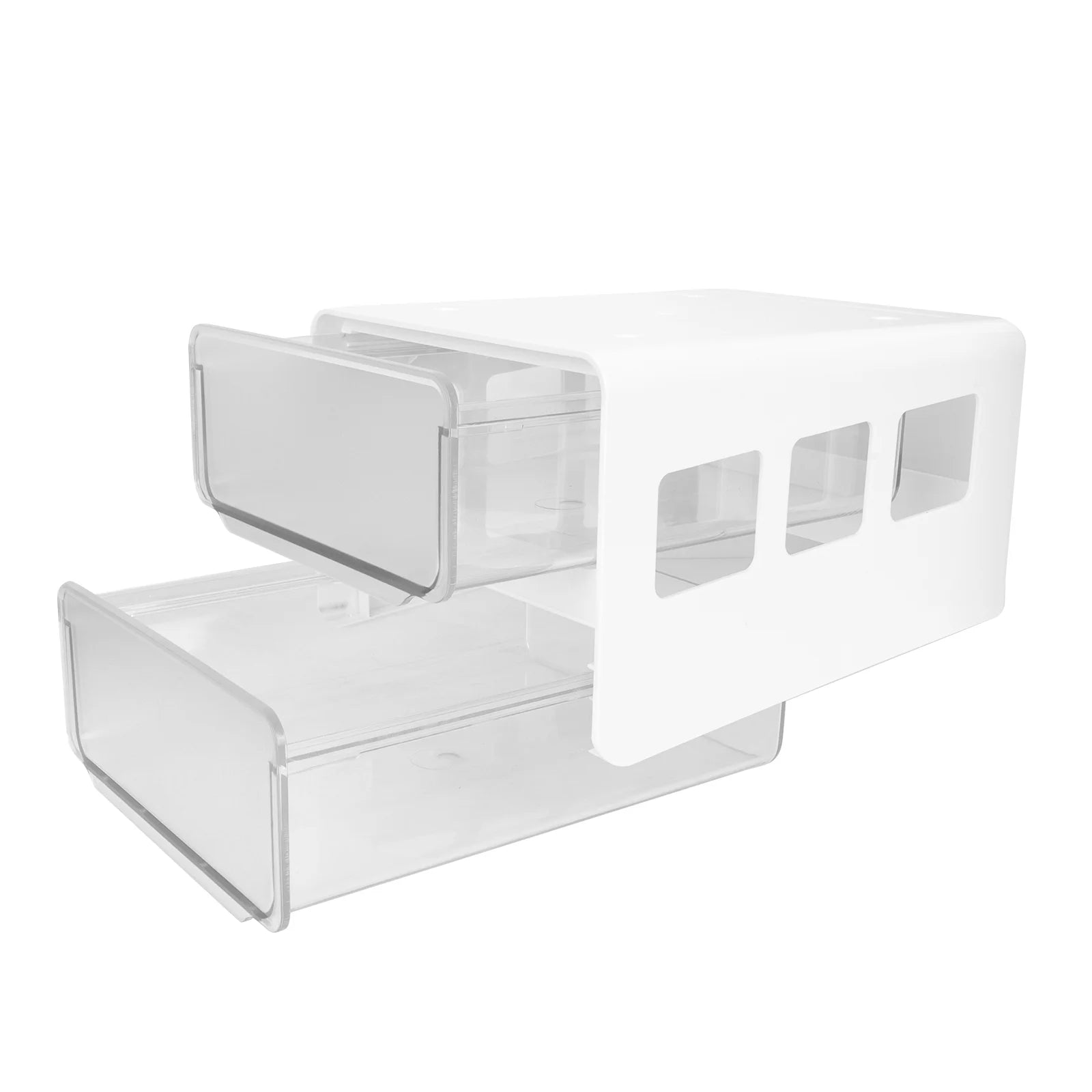 Double Storage Box Desktop Boxes Bins Table Shelf Office White – Multiroom Organization Format for Simple Storage and Daily Tasks
