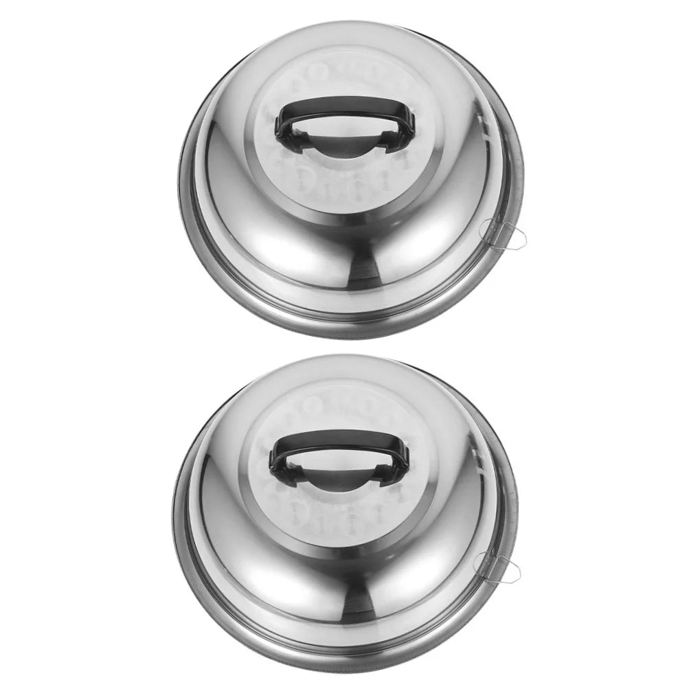 unbranded 2Pcs Stainless Steel Pot Covers 28.5cm Pot Lids Kitchen Accessories (Silver) – Durable Stainless Steel Construction for Simple Storage and Daily Tasks