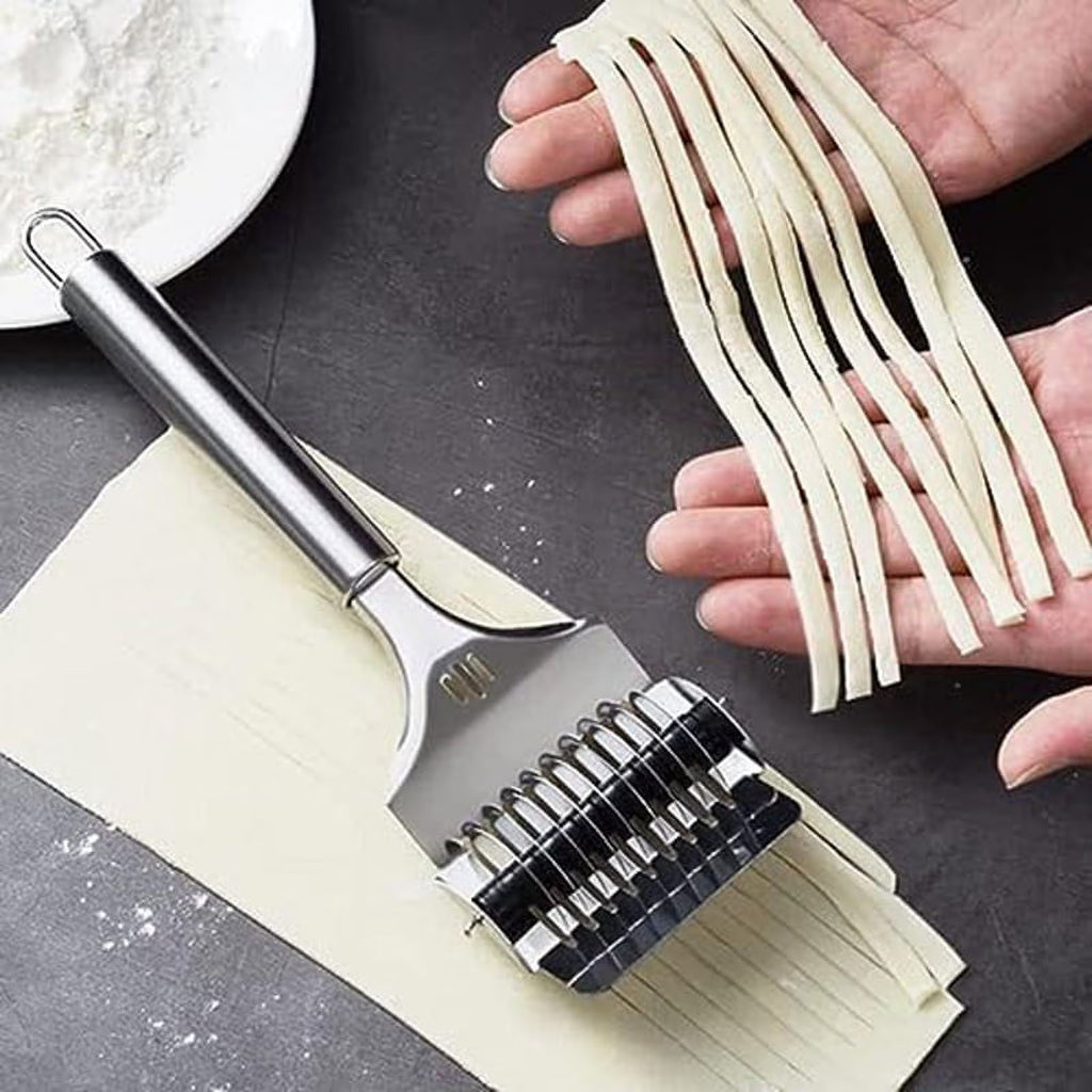 High Grade Stainless Steel Noodle Lattice Roller Dough Cutter for Kitchen Cooking Tools – Durable Stainless Steel Construction for Simple Storage and Daily Tasks