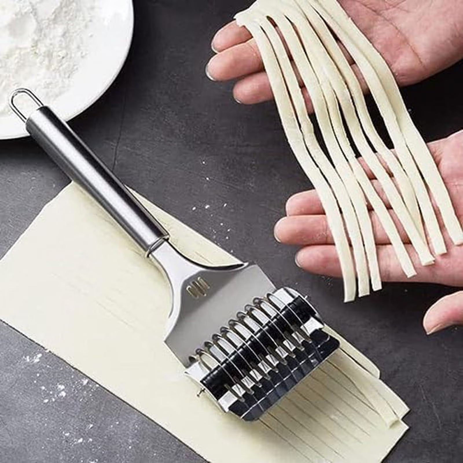High Grade Stainless Steel Noodle Lattice Roller Dough Cutter for Kitchen Cooking Tools – Durable Stainless Steel Construction for Simple Storage and Daily Tasks