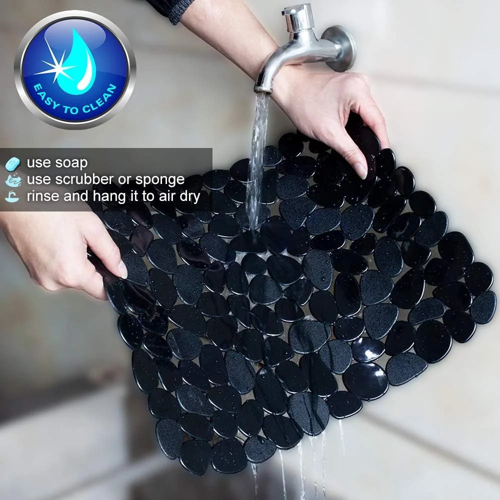 Bligli Pebble Sink Mat 2-Pack - PVC Kitchen Protector for Stainless Steel/Ceramic Dish Drying Mat for Dishes 15.7" x 11.8" Black – Durable Stainless Steel Construction for Simple Storage and Daily Tasks