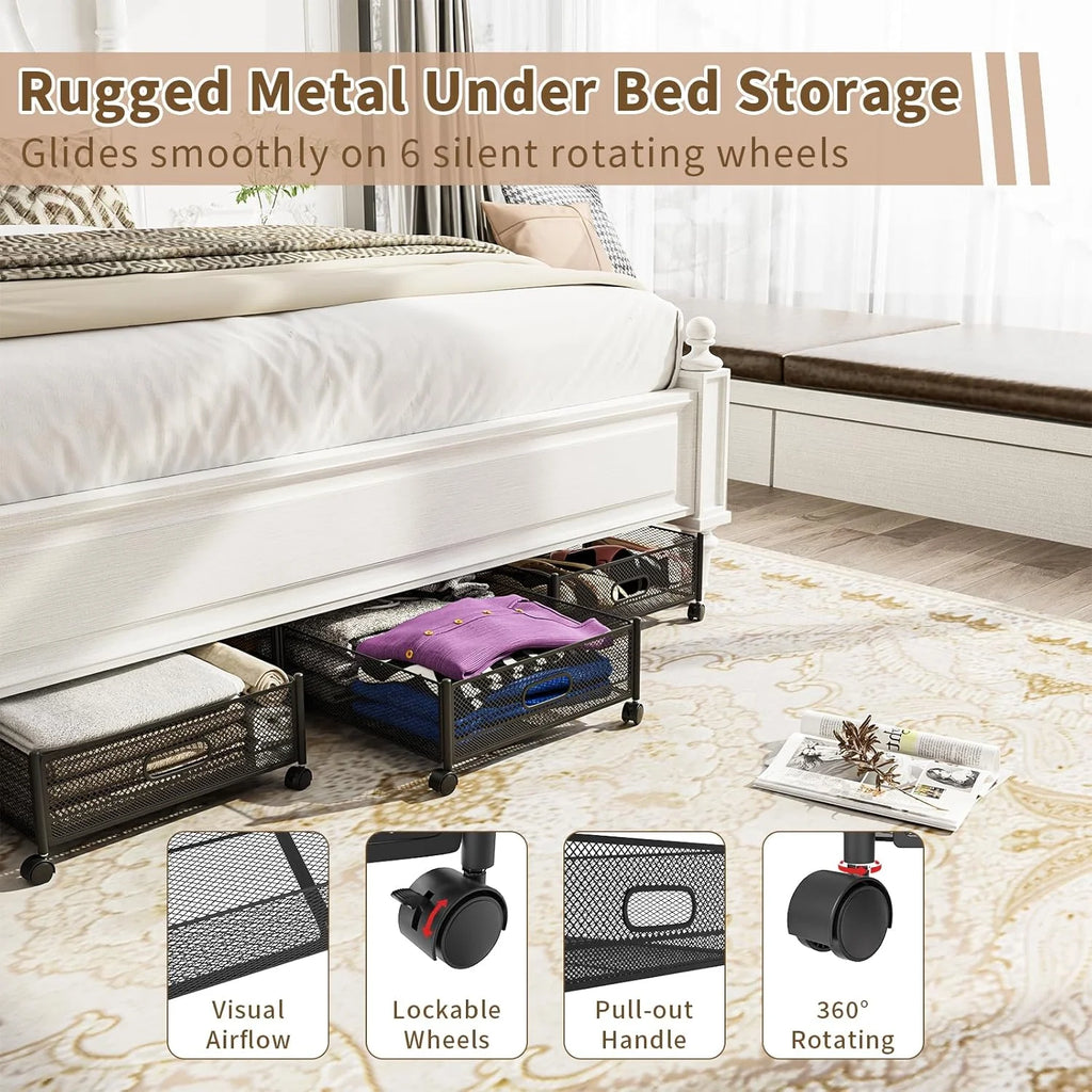 47.2'' Long Under Bed Storage on Wheels 57.6L Large Capacity Rolling Under the Bed Storage Containers Tool-Free Assembly Foldable Underbed Shoes Clothes Toy Drawers – Everyday Household Format for Simple Storage and Daily Tasks