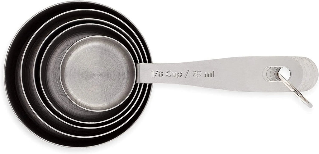 Stainless Steel Measuring Cups Heavy-Duty 5-Piece Set with Storage Ring – Kitchen Measuring Tools – Durable Stainless Steel Construction for Simple Storage and Daily Tasks