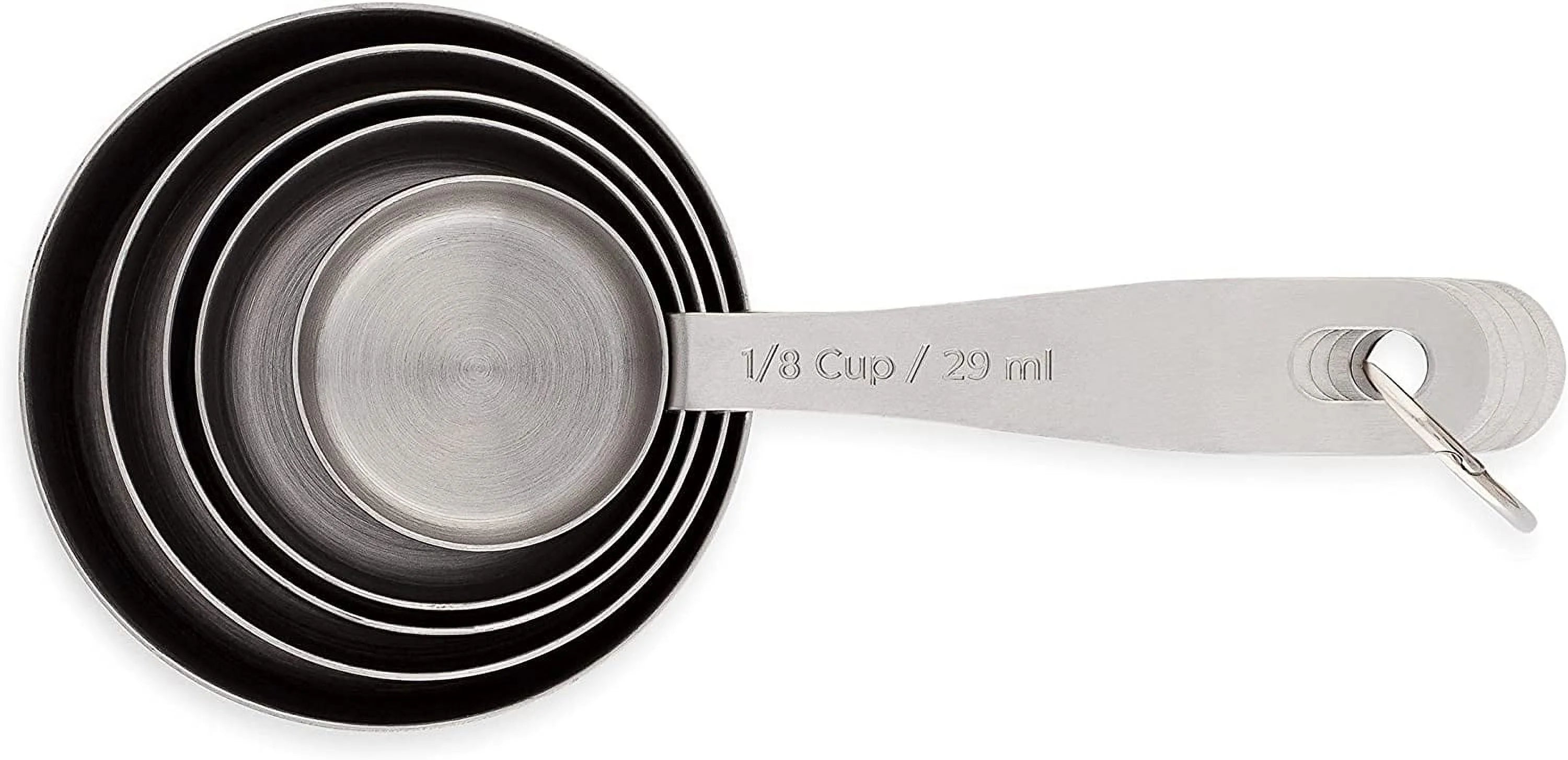 Stainless Steel Measuring Cups Heavy-Duty 5-Piece Set with Storage Ring – Kitchen Measuring Tools – Durable Stainless Steel Construction for Simple Storage and Daily Tasks