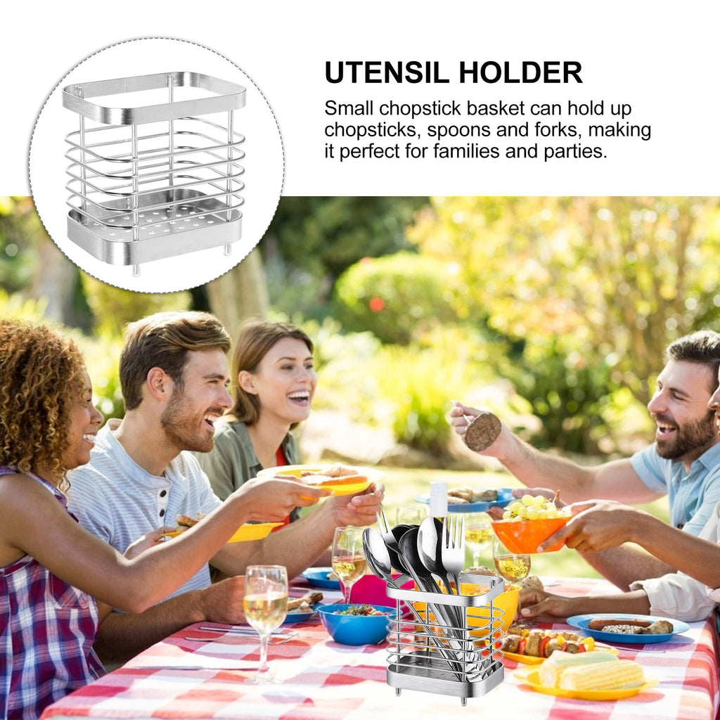 unbranded 2pcs Stainless Steel Cutlery Holder Kitchen Worktop Spoon Stand Space-saving Kitchen Utensil Holder – Durable Stainless Steel Construction for Simple Storage and Daily Tasks