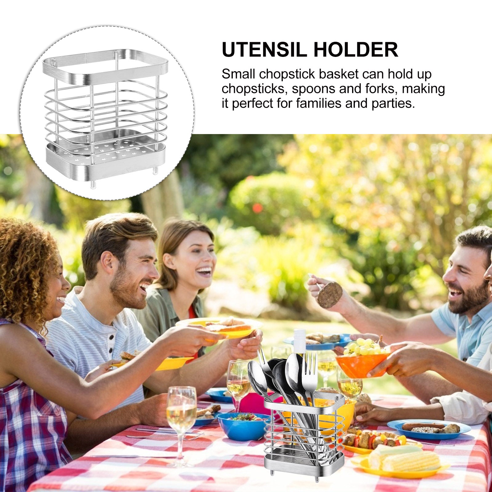 unbranded 2pcs Stainless Steel Cutlery Holder Kitchen Worktop Spoon Stand Space-saving Kitchen Utensil Holder – Durable Stainless Steel Construction for Simple Storage and Daily Tasks