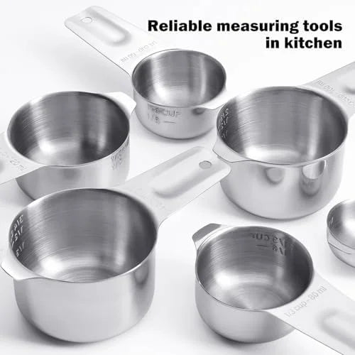 Measuring Cups 7PCS Stainless Steel Measuring Cups with a Storage Bag for Cooking & Baking Dishwasher Suitable – Durable Stainless Steel Construction for Simple Storage and Daily Tasks