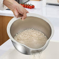 Rice Washer Strainer Bowl Stainless Steel Rice Washing Bowl Rice Colander Fruit and Vegetable Strainer Kitchen Tool A – Durable Stainless Steel Construction for Simple Storage and Daily Tasks