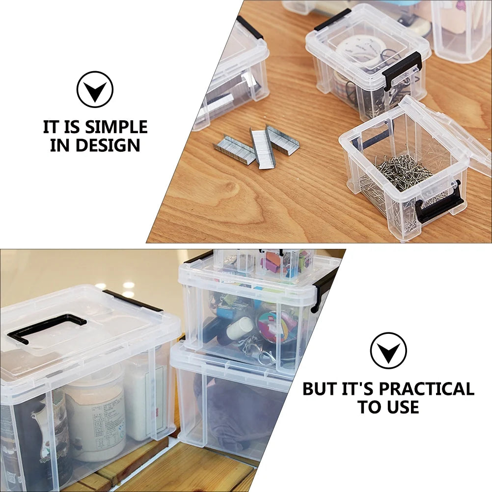 4Pcs Multi-functional Toy Storage Box Plastic Sundries Organizer with Lid Handles 8.5x6.5x5.0cm – Secure Lid Design for Simple Storage and Daily Tasks