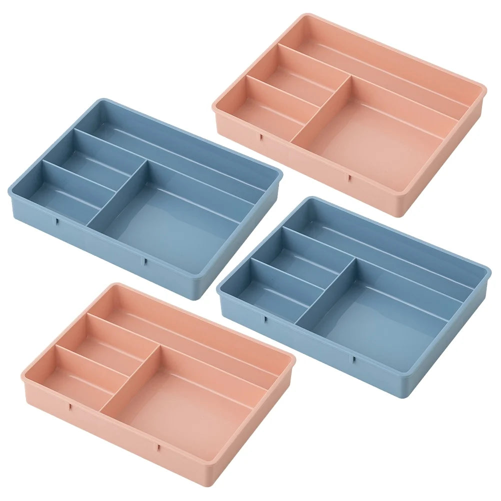 4 Pcs Office Storage Bins Drawers Four Grid Box Four-grid Compartment Case – Compartmented Organization for Simple Storage and Daily Tasks