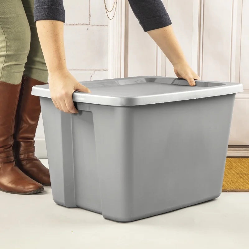 2-Pack 18 Gallon Heavy-Duty Plastic Storage Bins with Snap-On Lids - Durable Stackable Gray Organizers for Home Garage Pantry & Office - Space-Saving Rectangular Design with Reinforced Handles – Stackable Organization for Simple Storage and Daily Tasks