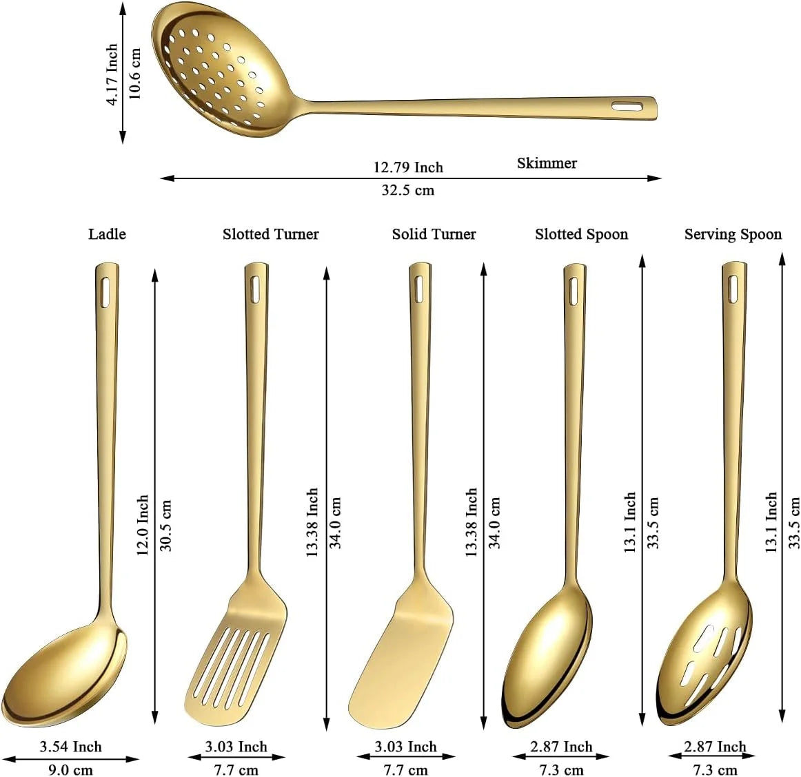 Gold Kitchen Utensils Set 6pcs Titanium Plating Stainless Steel Cooking Utensils Set Heavy Duty Kitchen Tools Spatulas Set Home Essentials Kitchen Gadgets Accessories – Durable Stainless Steel Construction for Simple Storage and Daily Tasks