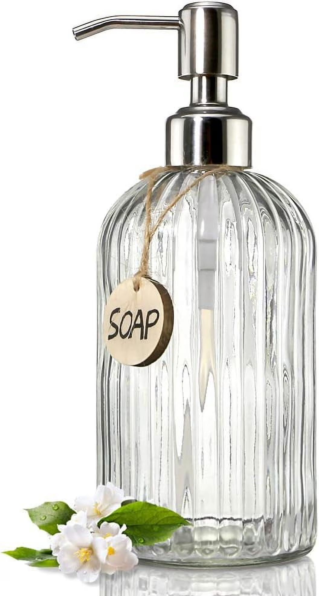 18 Oz Clear Glass Soap Dispenser with Rust-resistant Stainless Steel Pump Refillable Liquid Hand soap Dispenser for Bathroom Well-crafted Kitchen Soap Dispenser – Clear-View Organization for Simple Storage and Daily Tasks
