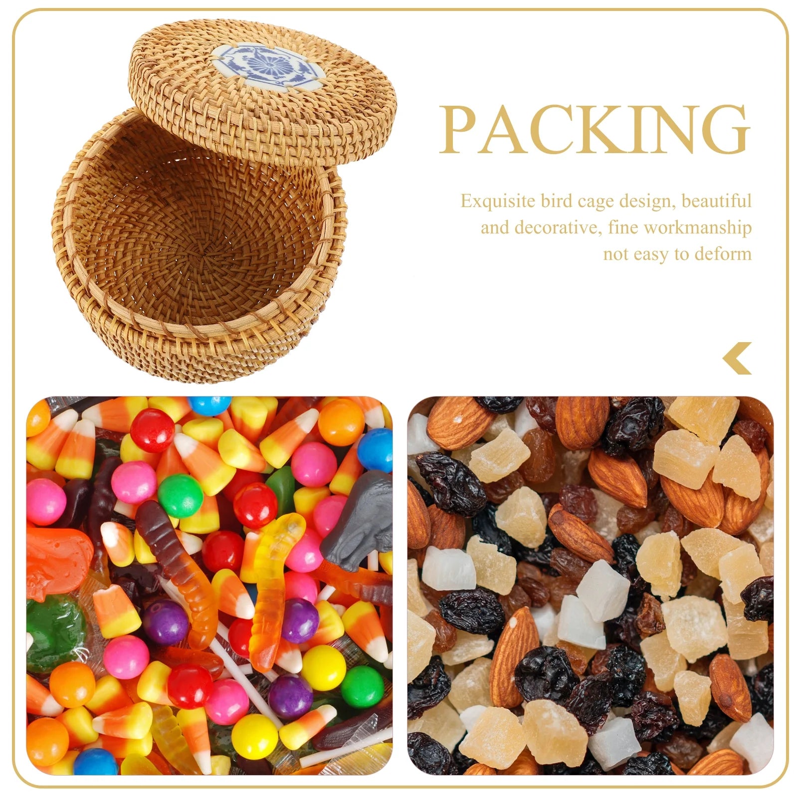 Toy Rattan Nut Box Household Storage Container 14X14X8CM – Practical Home Organization for Simple Storage and Daily Tasks