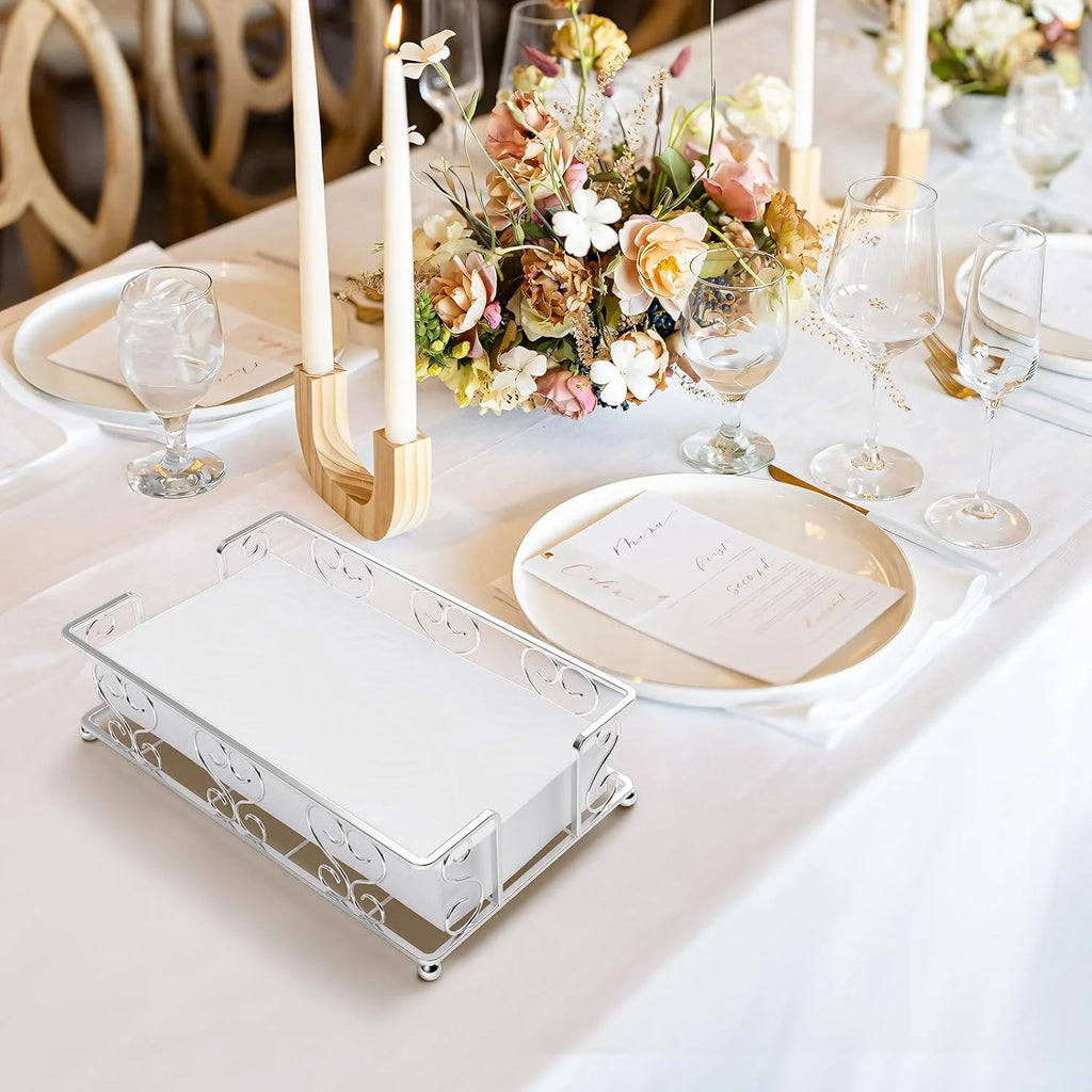 Napkin Holder & Guest Towel Tray - Stainless Steel Disposable Paper Towel Dispenser for Bathroom Table Kitchen Countertop Dinner Table Vanity – Durable Stainless Steel Construction for Simple Storage and Daily Tasks