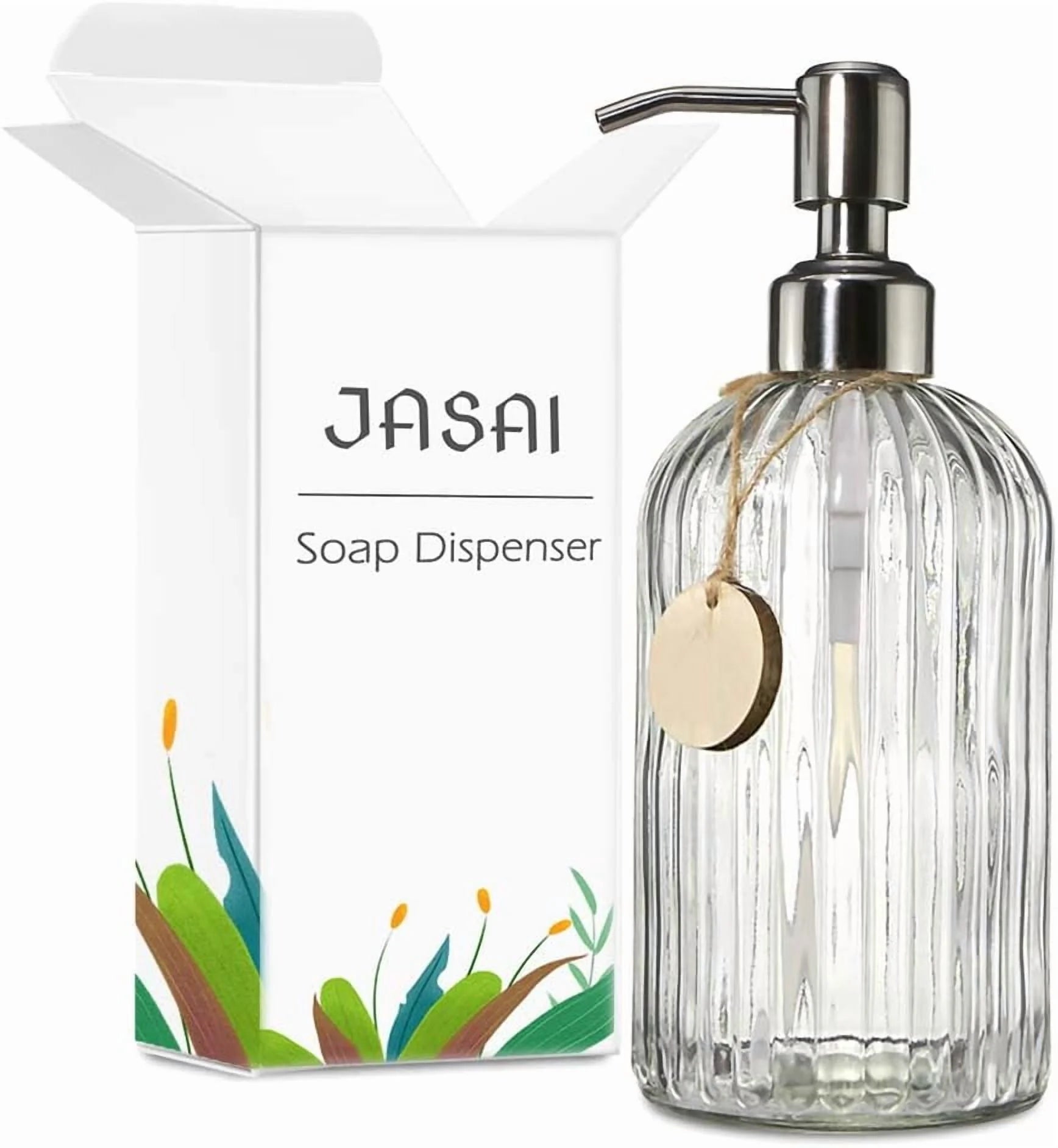 18 Oz Clear Glass Soap Dispenser with Rust-resistant Stainless Steel Pump Refillable Liquid Hand soap Dispenser for Bathroom Well-crafted Kitchen Soap Dispenser – Clear-View Organization for Simple Storage and Daily Tasks