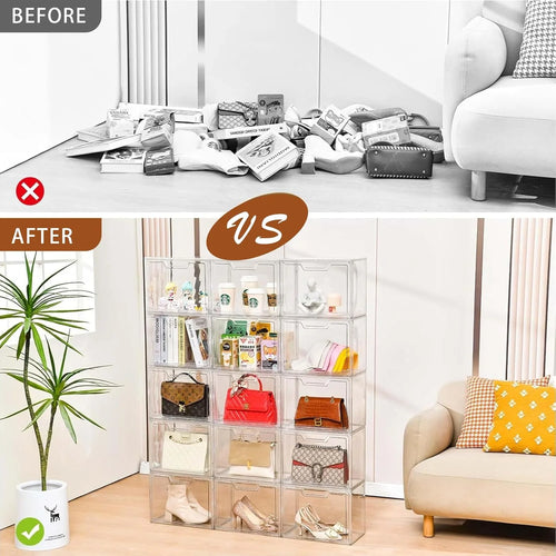 3 Pack Clear Storage Bins with Lids Storage Containers with Magnetic Door Stackable Acrylic Display Case for Handbags Cosmetic Multifunctional Storage Boxes for Dorm Living Room Bedroom Storage – Stackable Organization for Simple Storage and Daily Tasks