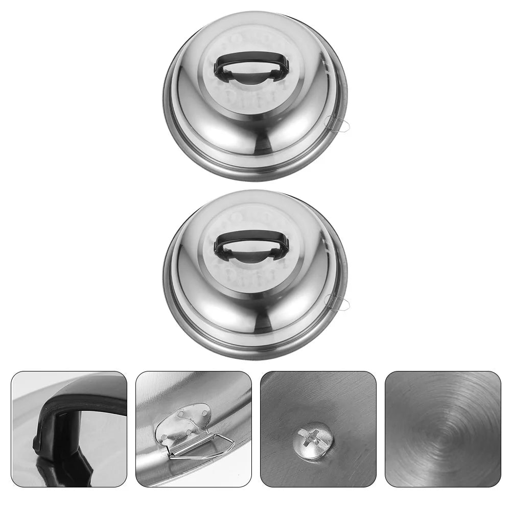 unbranded 2Pcs Stainless Steel Pot Covers 28.5cm Pot Lids Kitchen Accessories (Silver) – Durable Stainless Steel Construction for Simple Storage and Daily Tasks