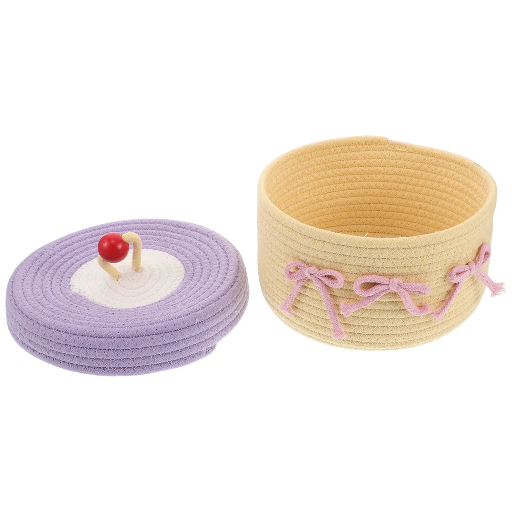 Woven Cotton Rope Basket With Lid Jewelry Storage Box Cute Basket Cotton Rope Basket Storage Woven Basket Woven Rope Basket Bathroom Basket Organizer – Secure Lid Design for Simple Storage and Daily Tasks