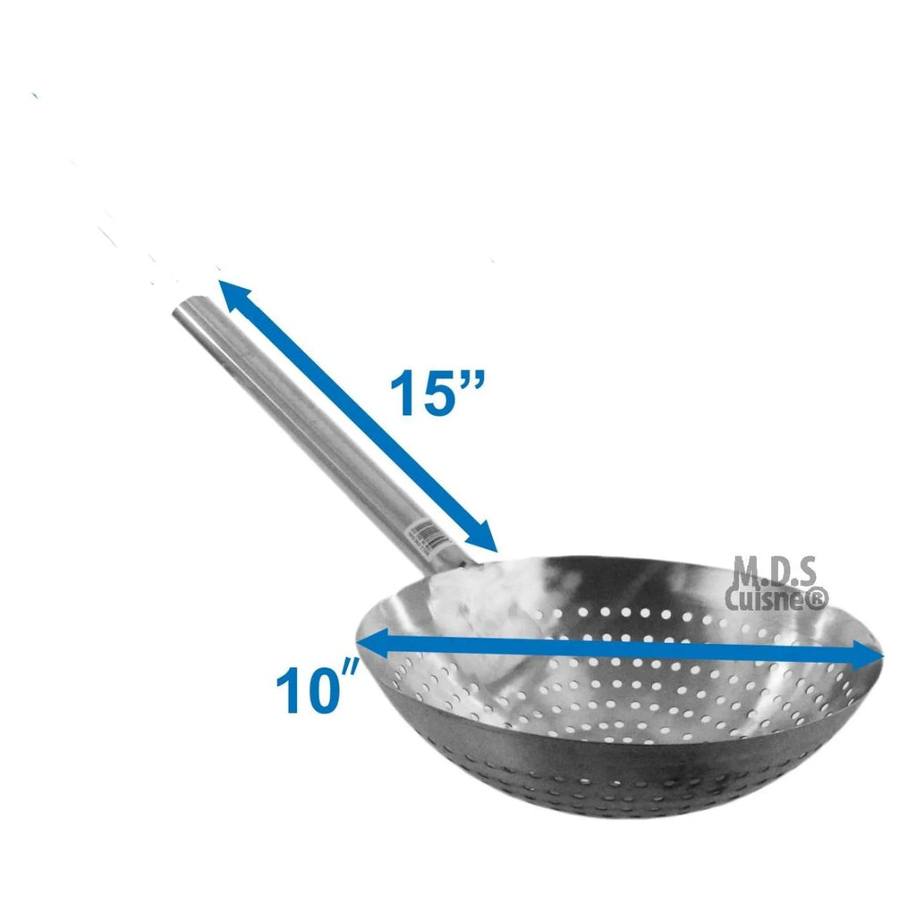 Stir Fry Skimmer Strainer 25" Stainless Steel Spider Ladle for Deep Frying Carnitas Chicken Shrimp - Long Handle Kitchen Tool – Convenient Carry Handles for Simple Storage and Daily Tasks