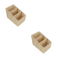 2pcs Woven 3 Compartments Woven Storage Box Bin Makeup Container Cube Organizer Divider for Home Bathroom Bedroom Closet Table Remote Beige – Everyday Household Format for Simple Storage and Daily Tasks