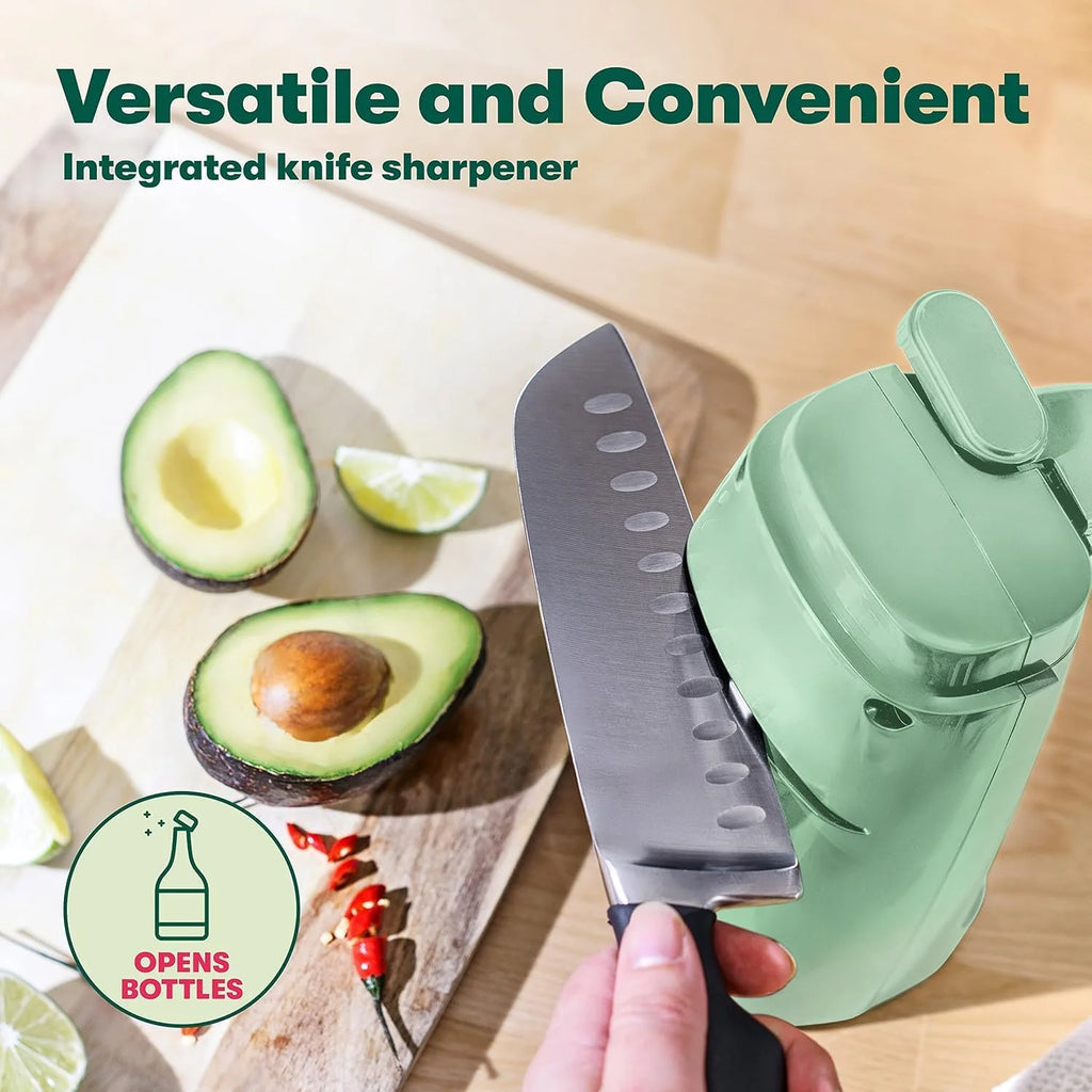Electric Can Opener and Knife Sharpener Multifunctional Jar and Bottle Opener with Removable Cutting Lever and Cord Storage Stainless Steel Blade, – Durable Stainless Steel Construction for Simple Storage and Daily Tasks – Catalog Item 123