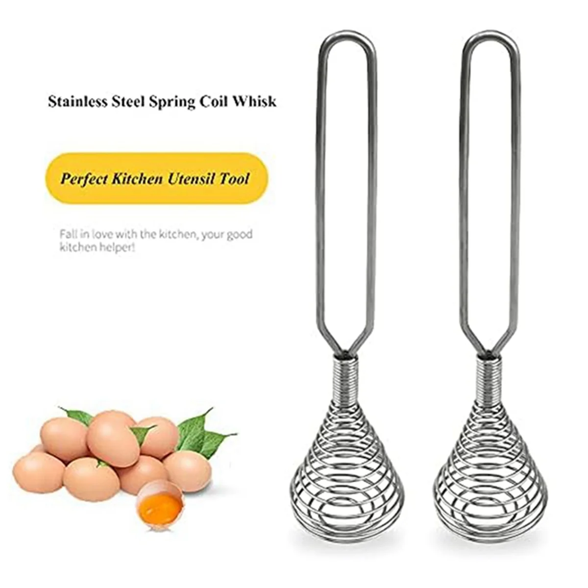 Stainless Steel Spring Coil Whisk Wire Whip-Cream Egg Beater -Cream Hand Mixer Kitchen Tool Accessories for Mixing – Durable Stainless Steel Construction for Simple Storage and Daily Tasks
