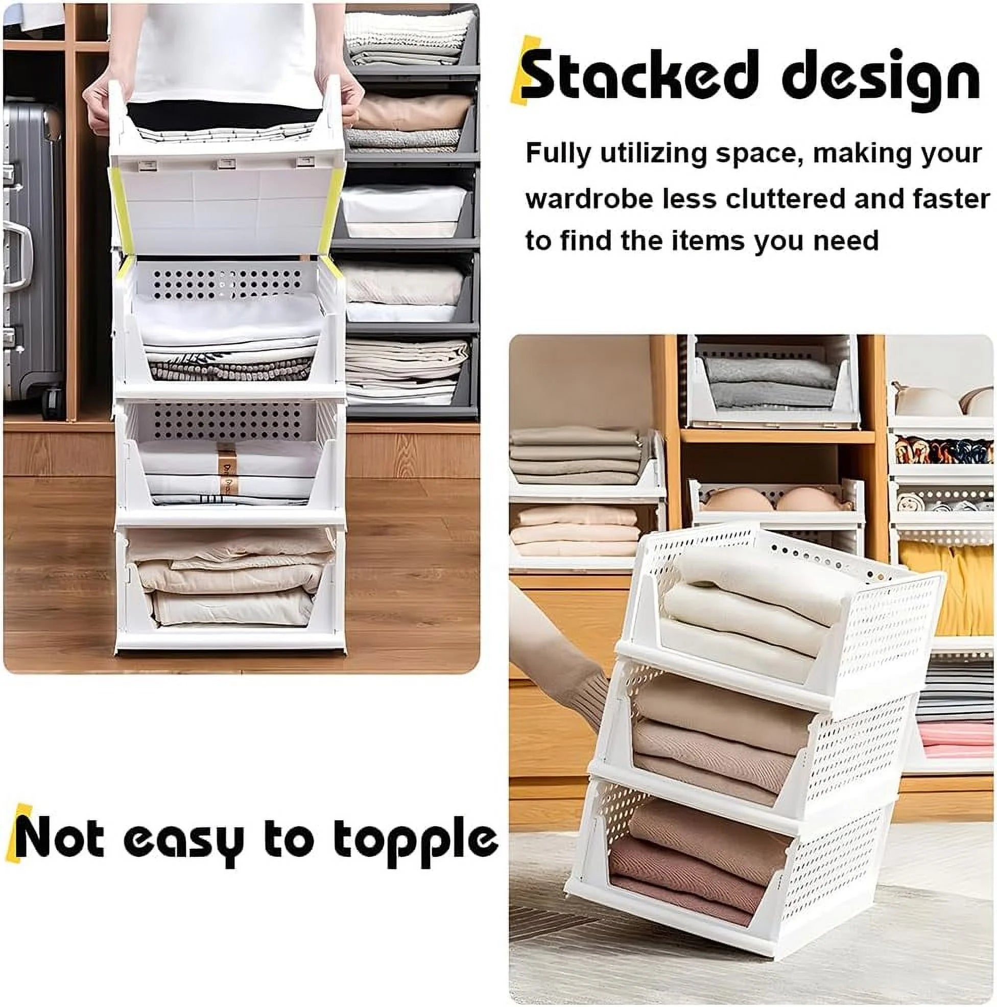 5 Pack Stackable Closet Storage Box,Closet Shelf Organizer and Storage Plastic Drawer Storage,Wardrobe Organizer Closet Organizers Storage Box for Cupboard Kitchen Office(5L) – Stackable Organization for Simple Storage and Daily Tasks