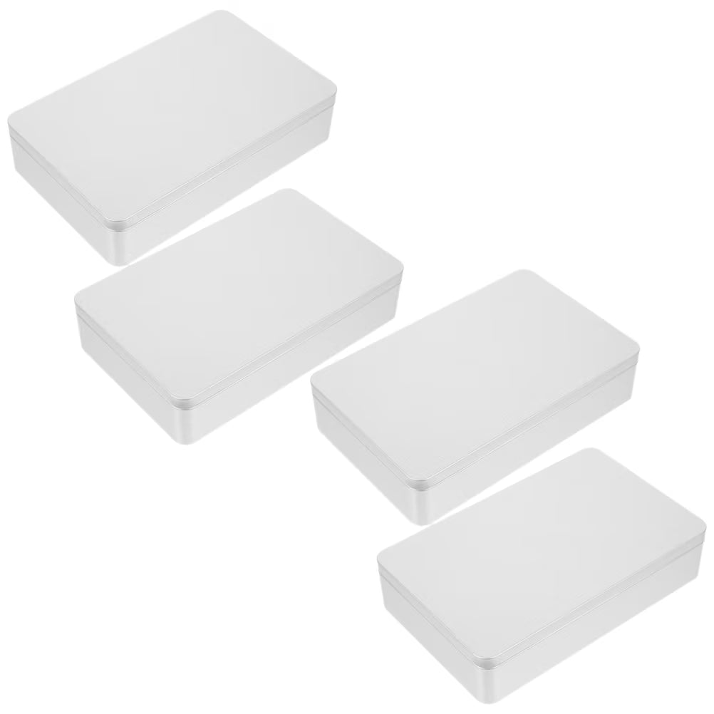 4 Pcs Collapsible Storage Bins Metal Tin Box Compact Lightweight Travel – Everyday Household Format for Simple Storage and Daily Tasks