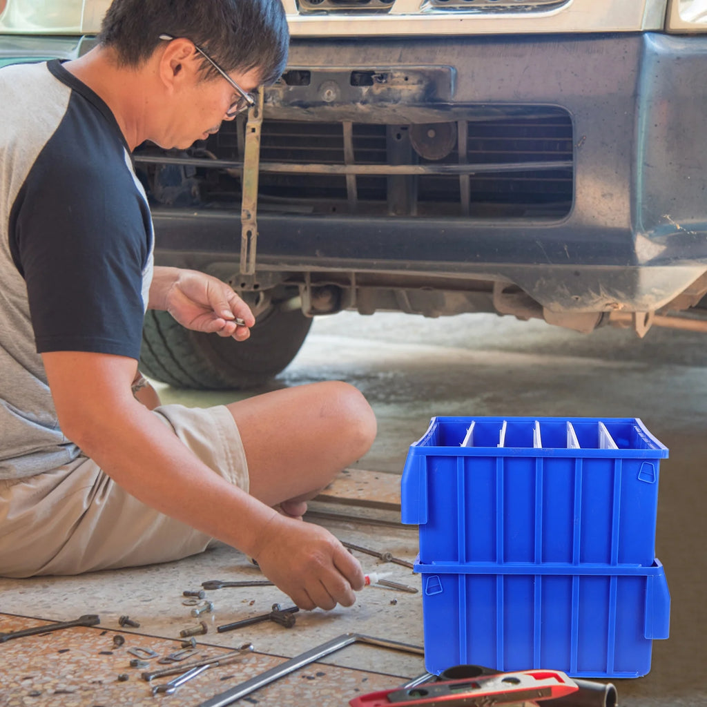 Parts Box Screw Partitions Design Blue Storage Container – Compartmented Organization for Simple Storage and Daily Tasks