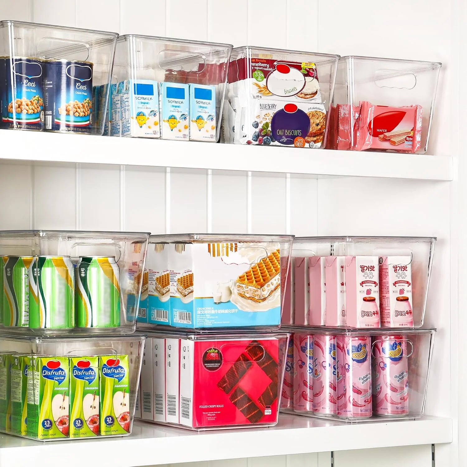 Clear Stackable Storage Bins with Lids Large Plastic Containers with Handle for Pantry Organizer and Storage,Suitable for Bathroom,Cabinet,Kitchen,Fridge,Closet Organization – Stackable Organization for Simple Storage and Daily Tasks