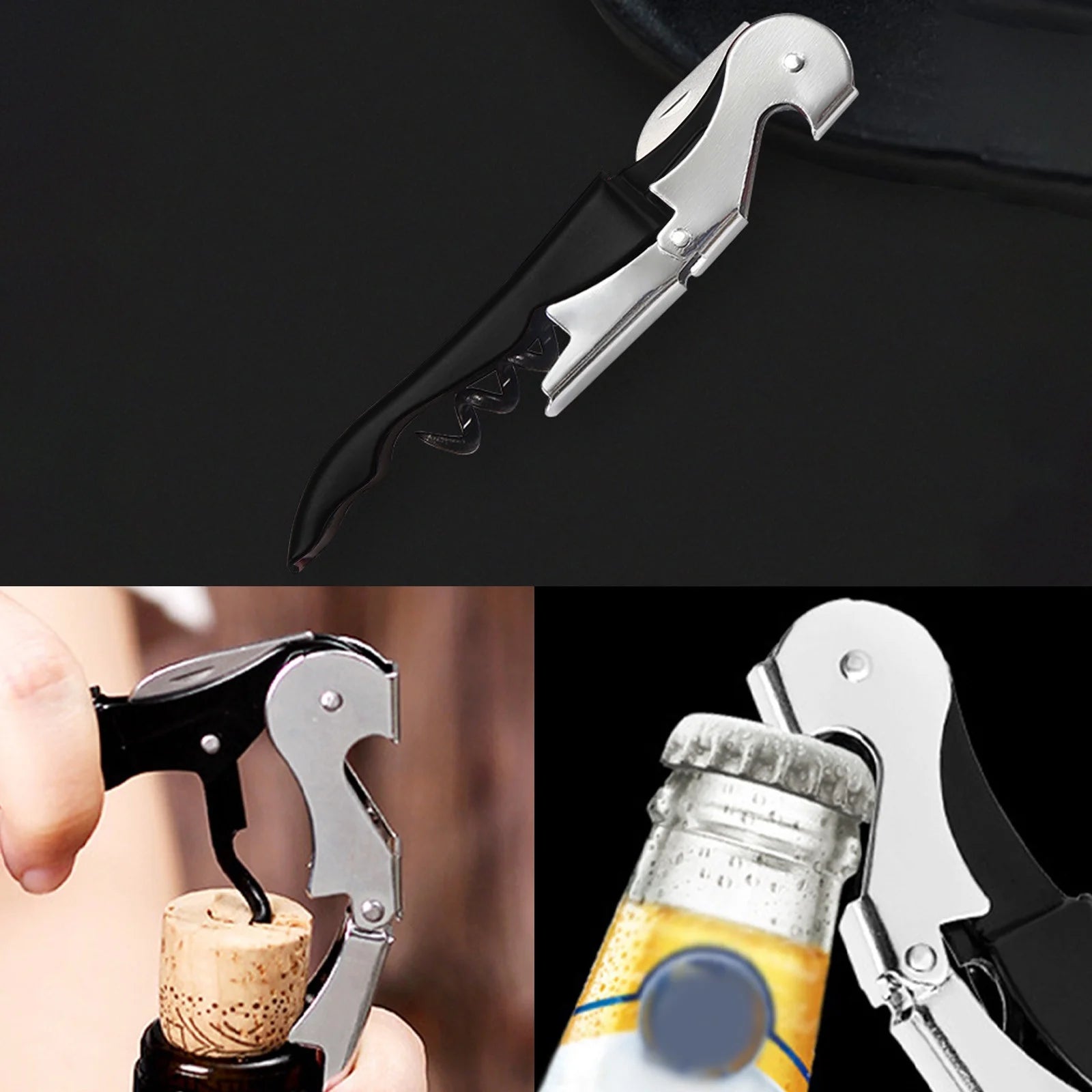 Hiroekza Opener Waiters Key For Servers Bartender With Foil Cutter Jar Opener Manual Bottle Opener Double Hinged Bottle Opener Kitchen Gadgets Clearance – Convenient Drink Preparation for Simple Storage and Daily Tasks