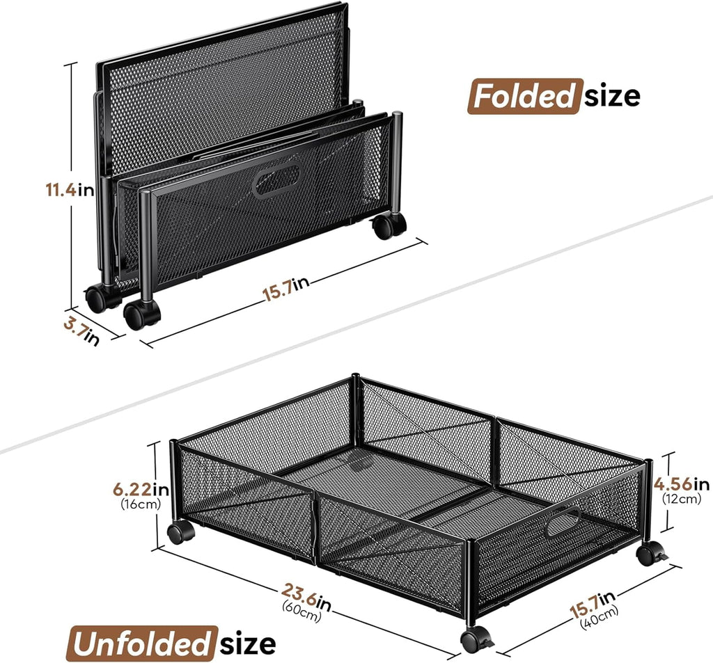 Under Bed Storage Containers with Wheels - Shoe Storage Organizer Drawer Tool-free Assembly Metal Underbed Storage for Bedroom Clothes Shoes Blankets - 2Pack – Everyday Household Format for Simple Storage and Daily Tasks