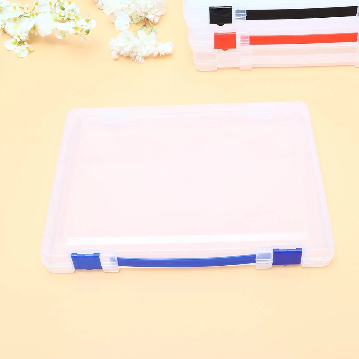 Transparent Storage Box Clear Plastic Document Paper Filling File Case Portable Ducoment Storage Holder with Blue Buckle – Everyday Household Format for Simple Storage and Daily Tasks