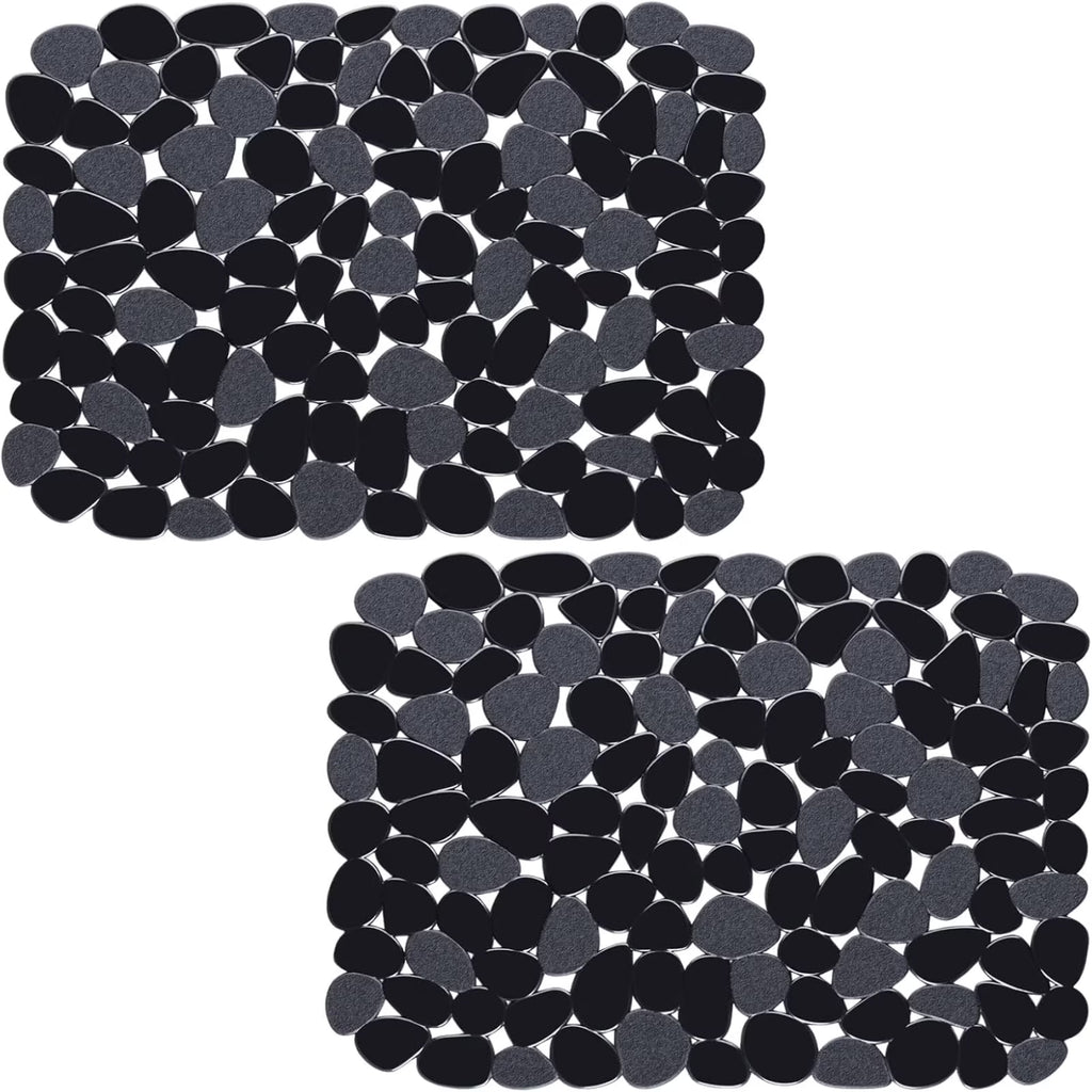 Bligli Pebble Sink Mat 2-Pack - PVC Kitchen Protector for Stainless Steel/Ceramic Dish Drying Mat for Dishes 15.7" x 11.8" Black – Durable Stainless Steel Construction for Simple Storage and Daily Tasks
