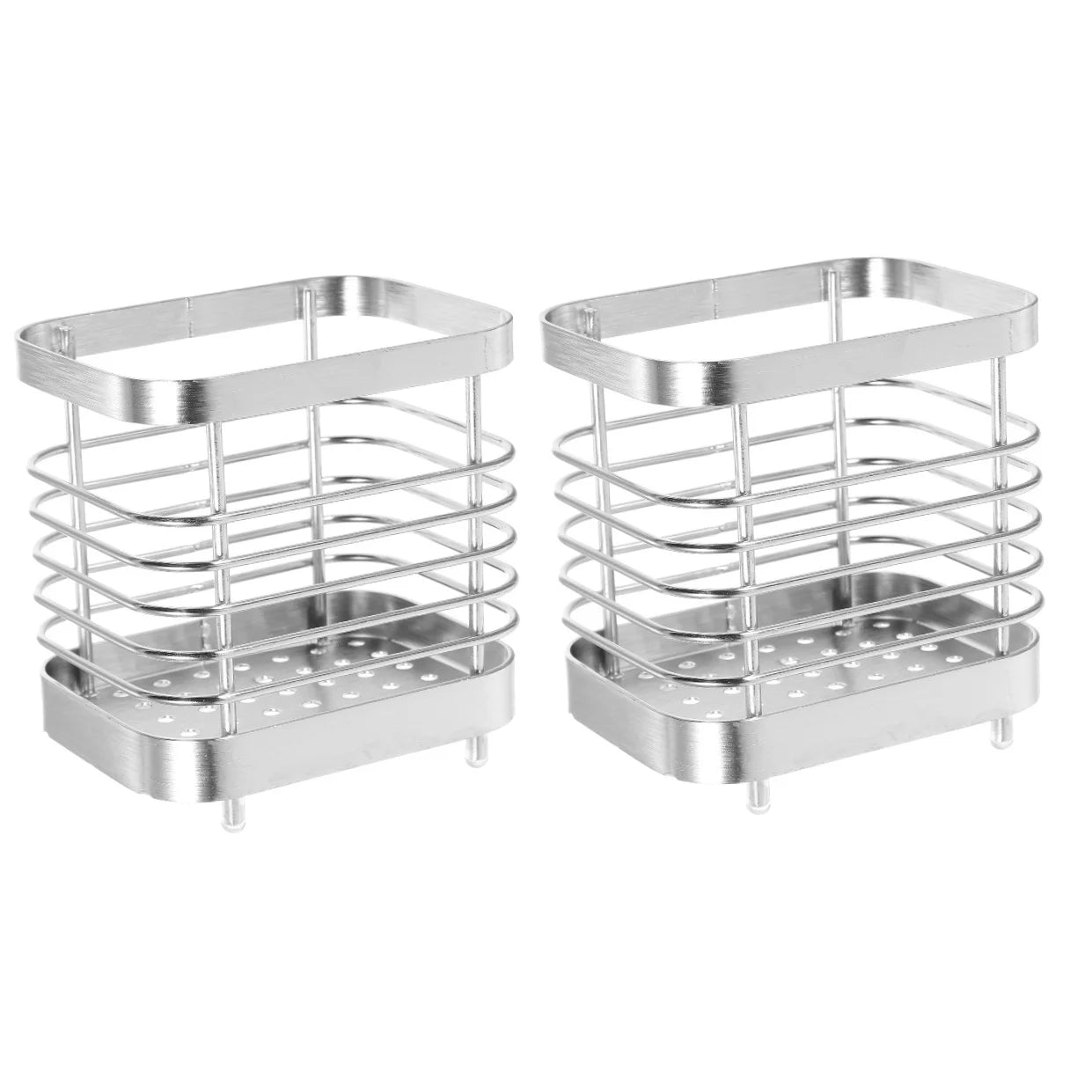 unbranded 2pcs Stainless Steel Cutlery Holder Kitchen Worktop Spoon Stand Space-saving Kitchen Utensil Holder – Durable Stainless Steel Construction for Simple Storage and Daily Tasks