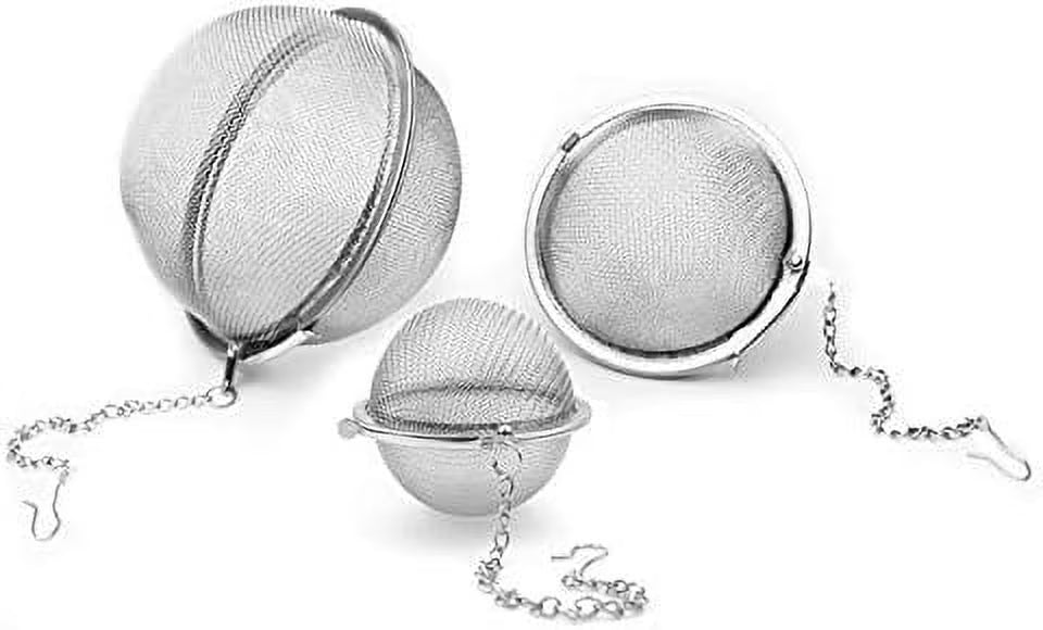 3pcs Stainless steel fine mesh seasoning ball kitchen soup spice stew filter kitchen tool metal tea bag tea ball (3pcs Round Shape),Silver,5cm/6cm/7cm – Durable Stainless Steel Construction for Simple Storage and Daily Tasks