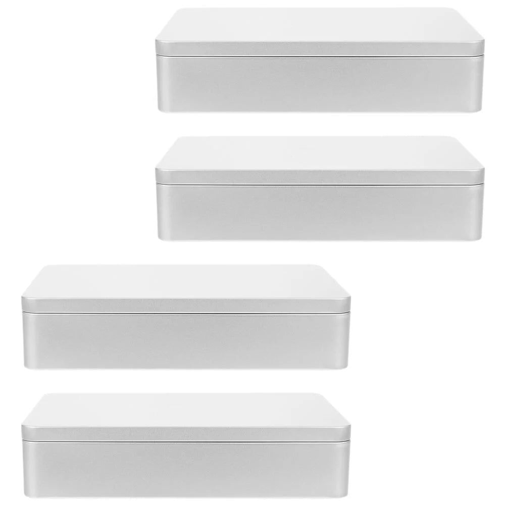 4 Pcs Collapsible Storage Bins Metal Tin Box Compact Lightweight Travel – Multiroom Organization Format for Simple Storage and Daily Tasks